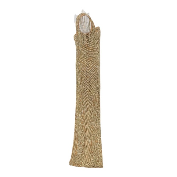 Portia and Scarlett Gold Beaded Sequin Crystal Formal Dress Size 12 NWT - Picture 6 of 9